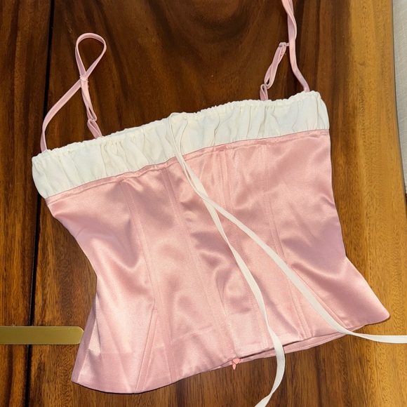 With Jean Pink Satin Top + Skirt Set - Picture 3 of 7